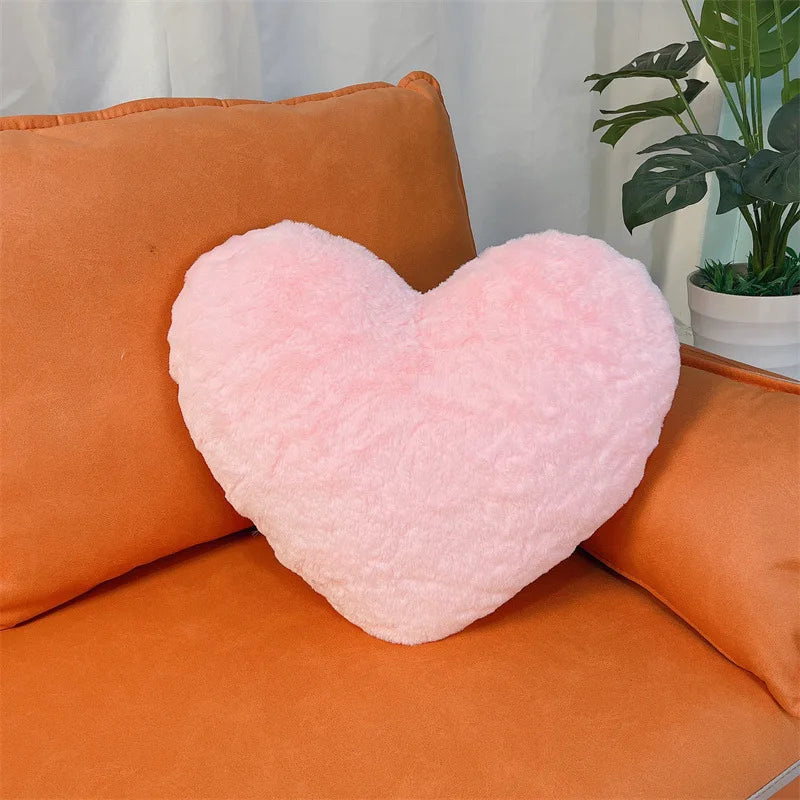 Valentine‘s Day Gift Heart Pillow Cute Fuzzy Throw Pillow for Home Decor Photo Shoot Prop Romantic Decorations Cushion