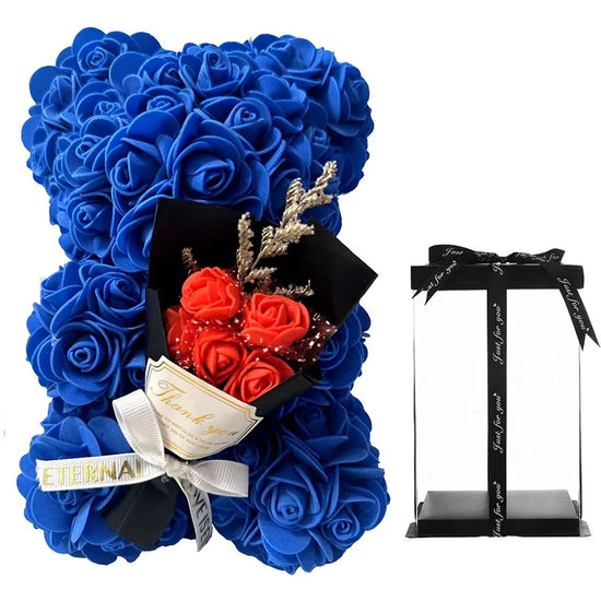 Valentines Day Gift 25cm Artificial Rose Bear With Box For Girl Friend Women Mother&